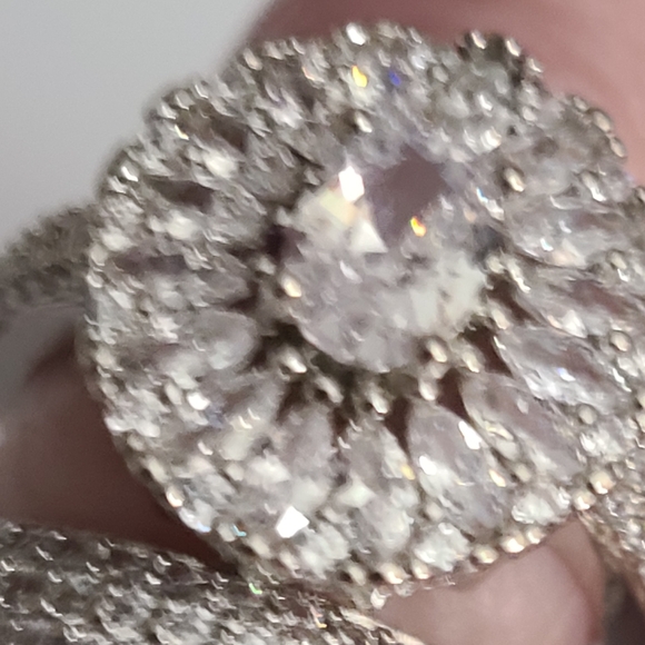 925 Stunning CZ Ring And Band Pave Wedding Engagement Sz 5 6 7 New SPARKLY - Picture 5 of 17